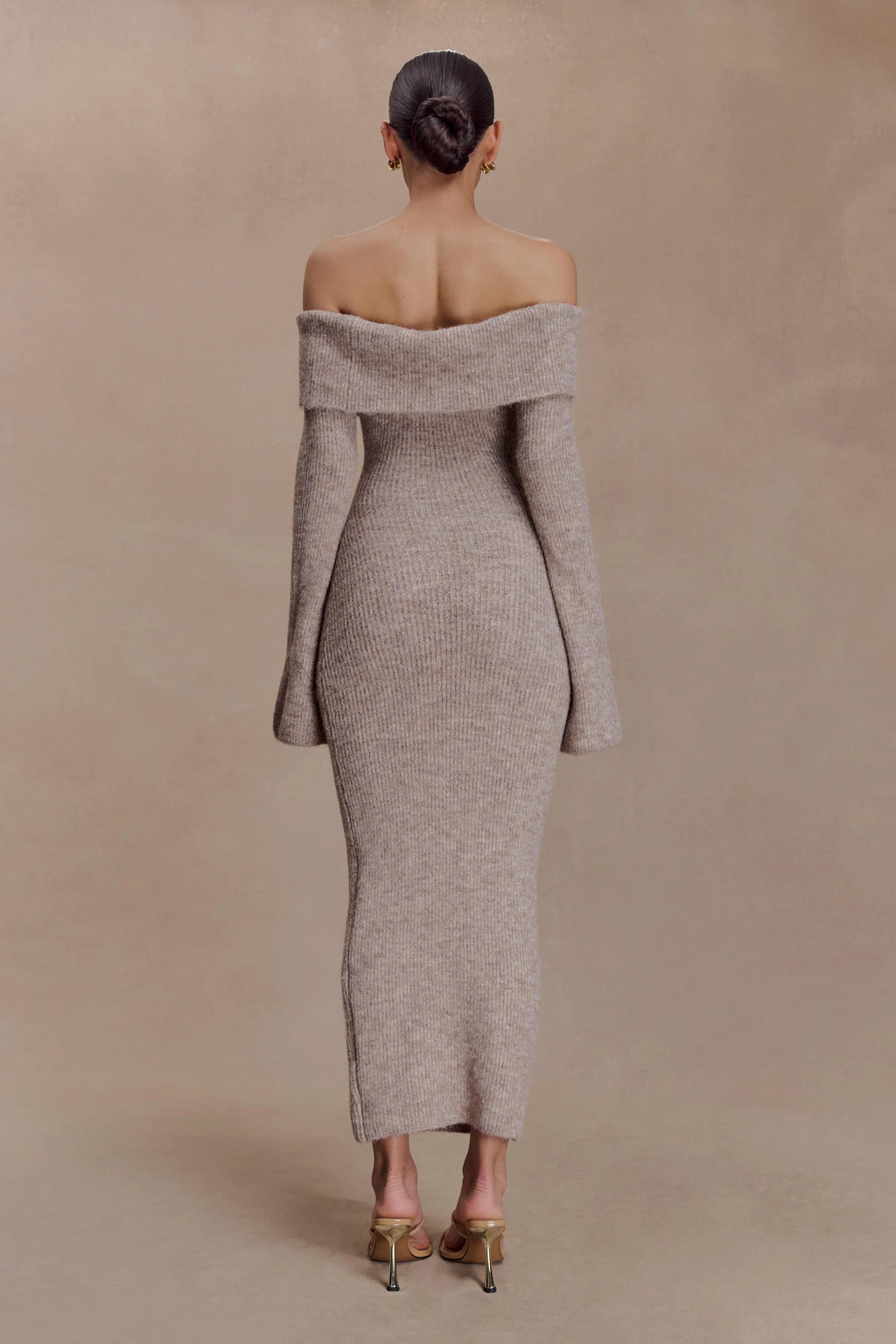 Winter Off Shoulder Fluffy Knit Midi DressWinter Off Shoulder Fluffy Knit Midi Dress