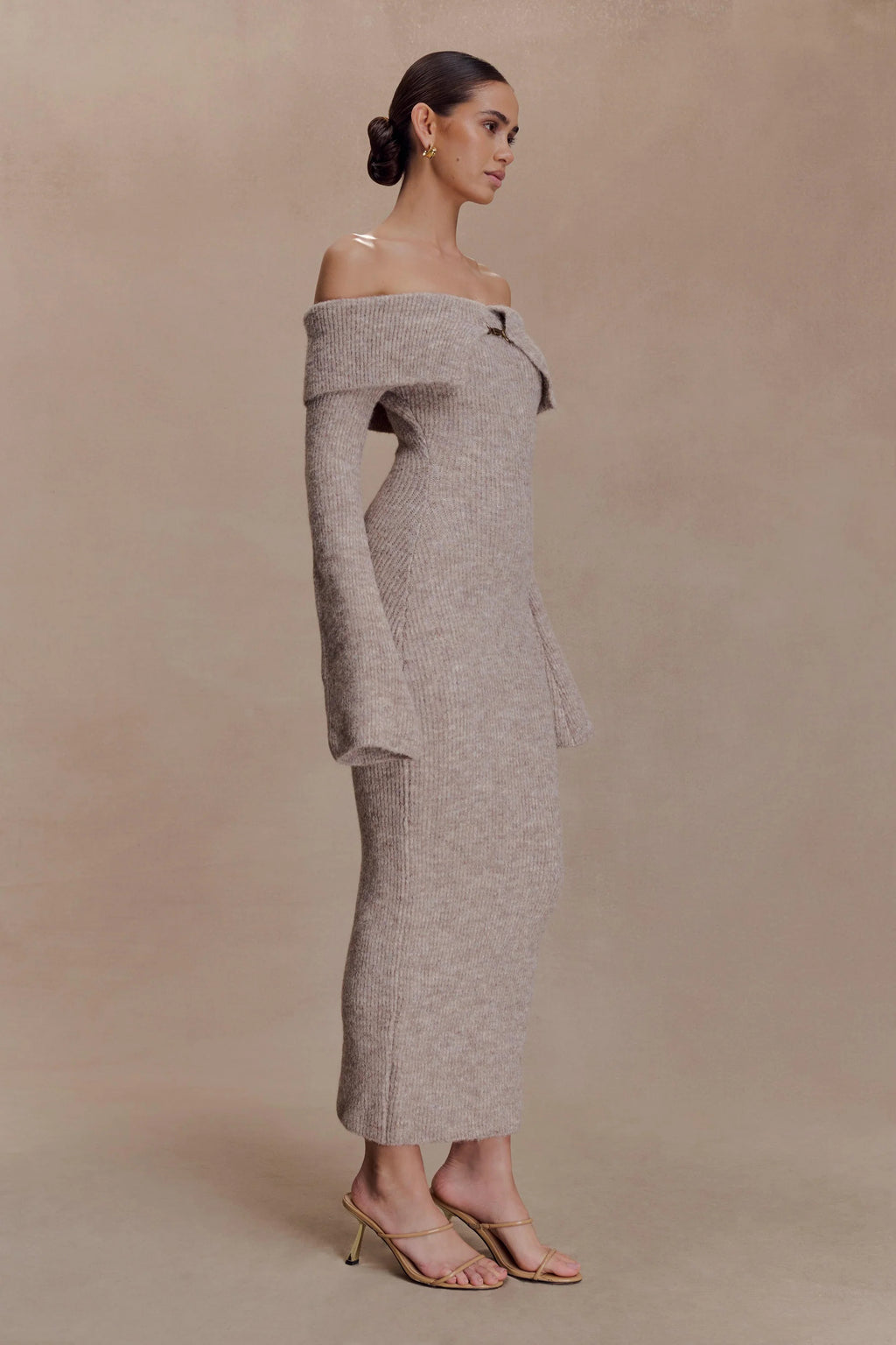 Winter Off Shoulder Fluffy Knit Midi DressWinter Off Shoulder Fluffy Knit Midi Dress