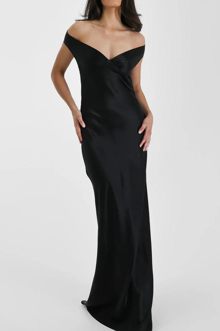 Elegant Poised Silk Evening Gown
