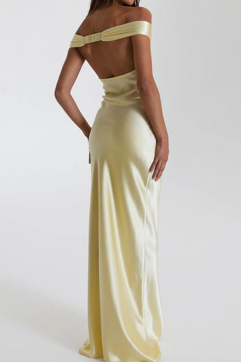 Elegant Poised Silk Evening Gown