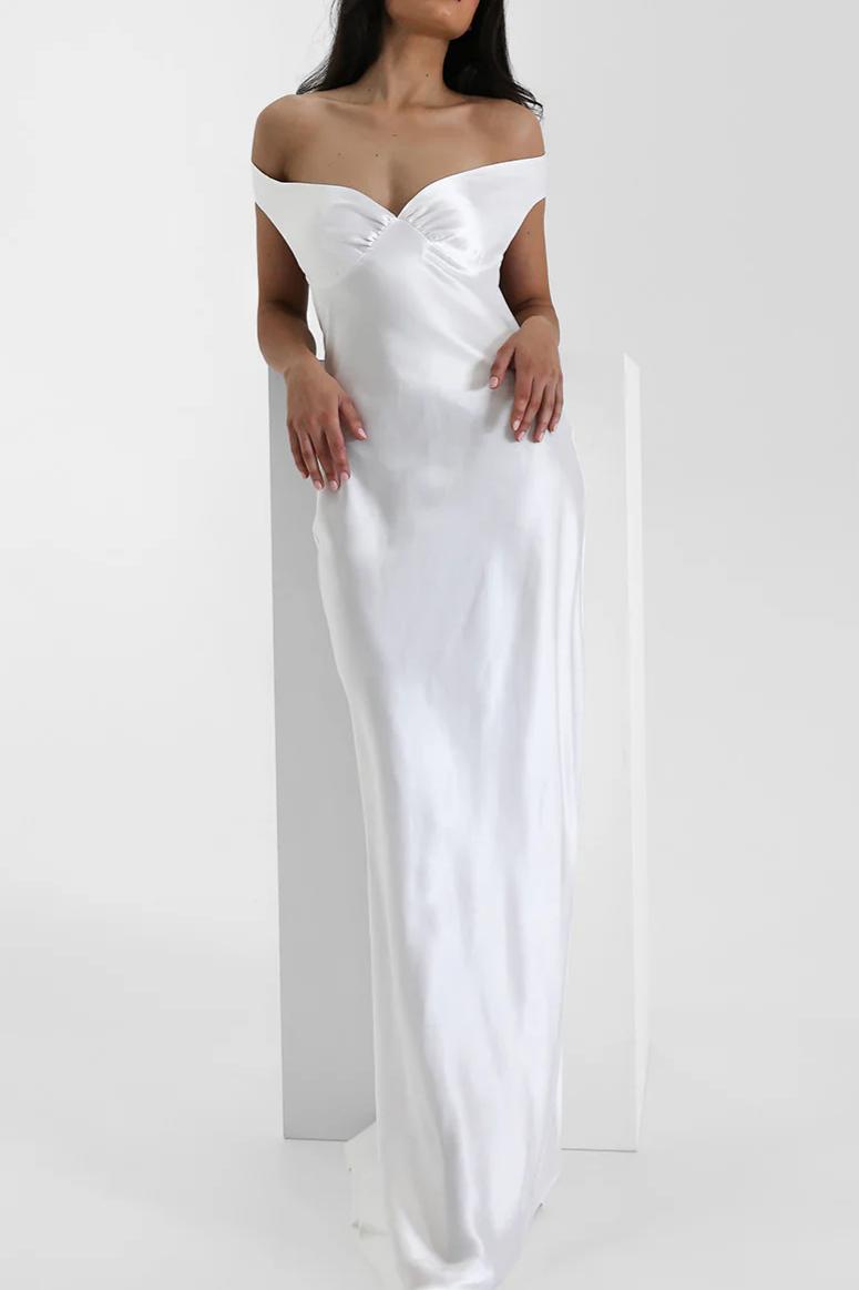 Elegant Poised Silk Evening Gown