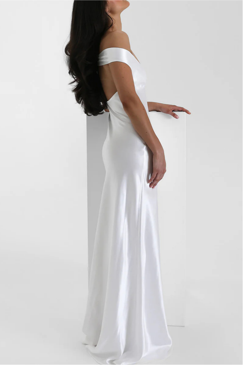 Elegant Poised Silk Evening Gown