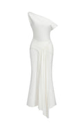 Paulina Oblique Shoulder Sleeveless Folds Midi Dress