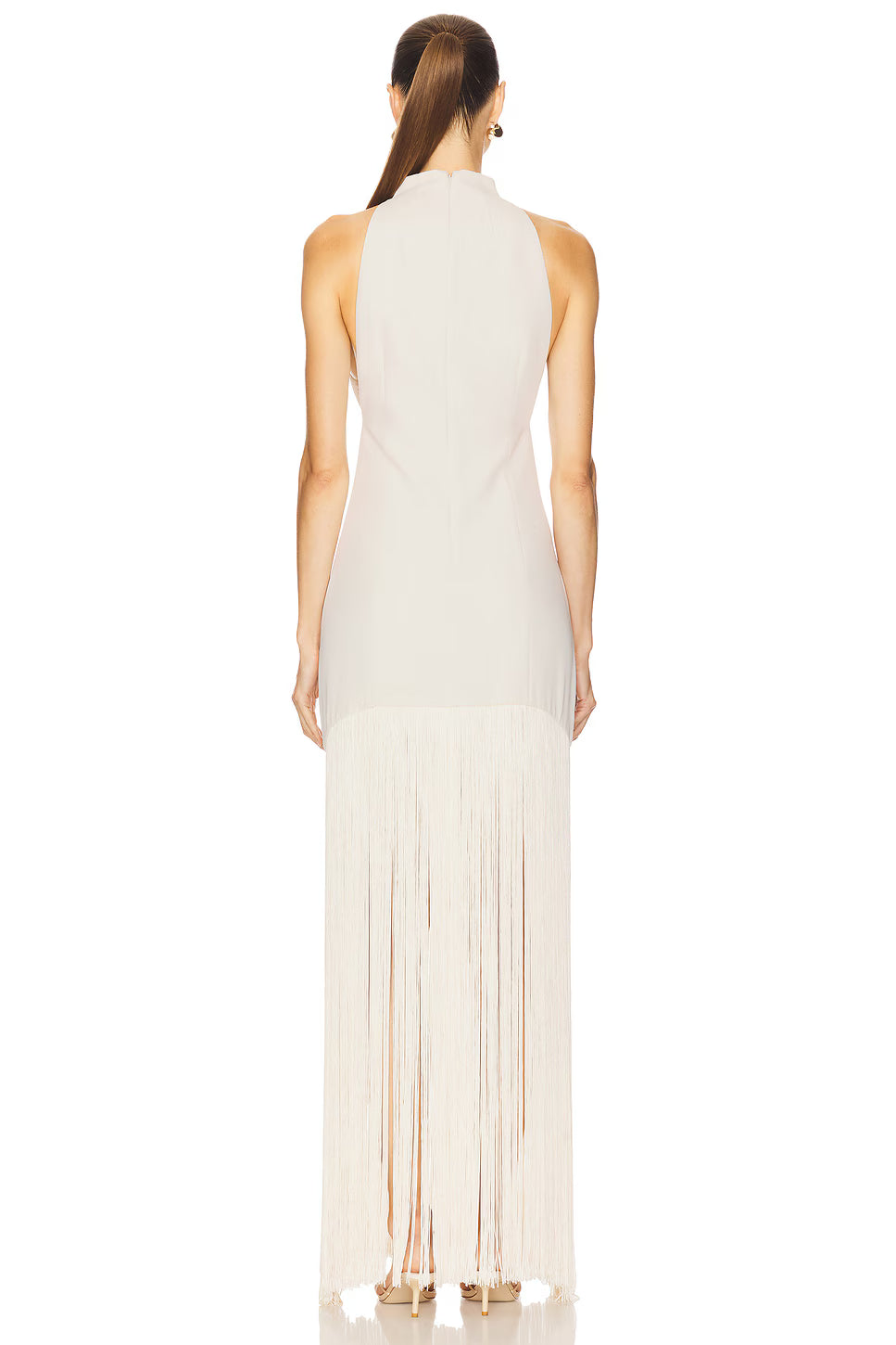 Halter Fringe Slit Maxi Dress