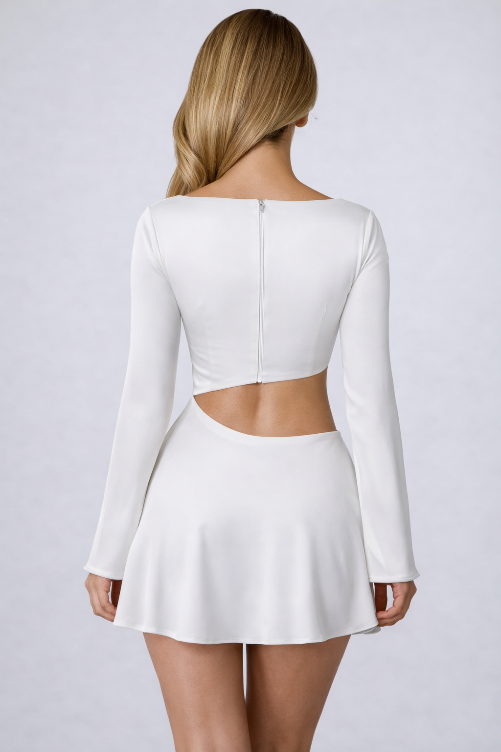 Asymmetric Cut-Out A-Line Mini Dress