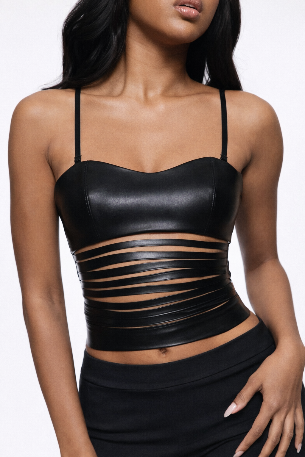 Noir Sculpt Strap Top