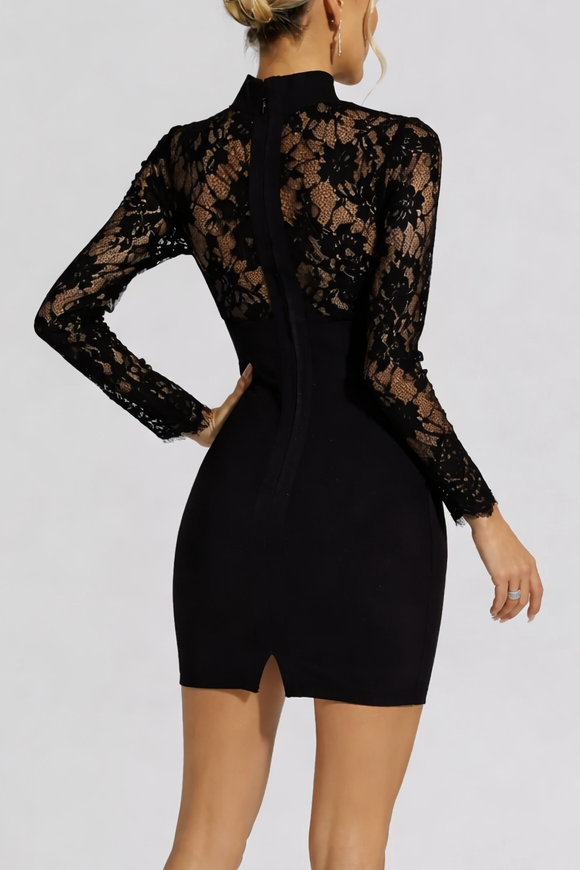 Lace Sleeve Bandage Mini Dress