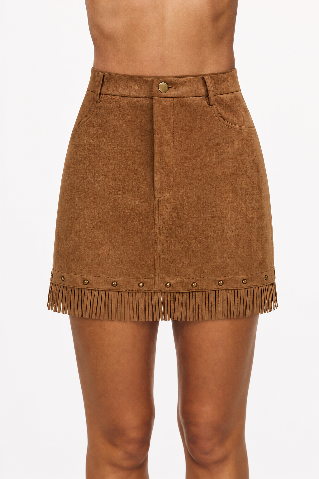 Prairie Stud Fringe Mini Skirt