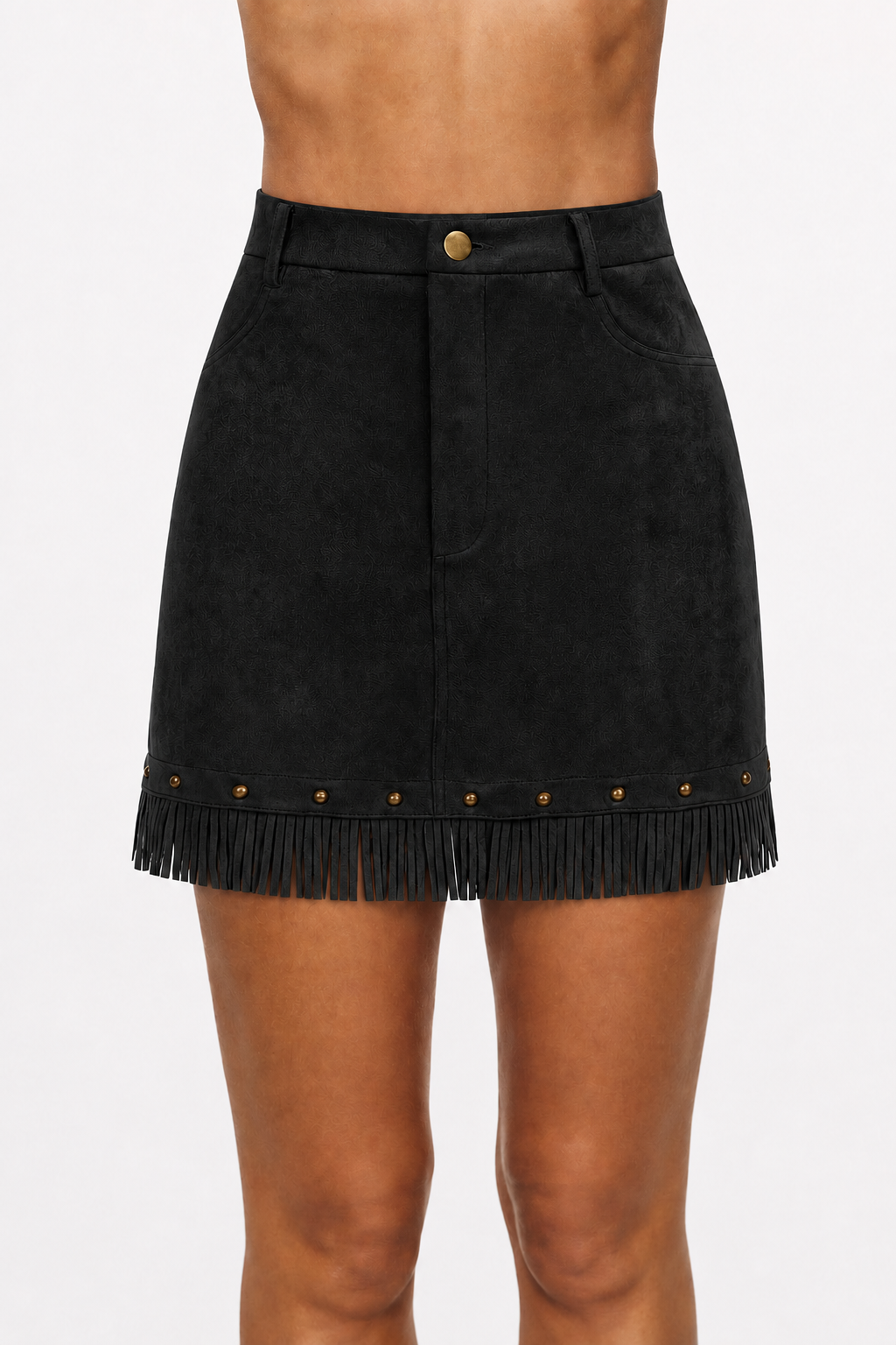 Prairie Stud Fringe Mini Skirt