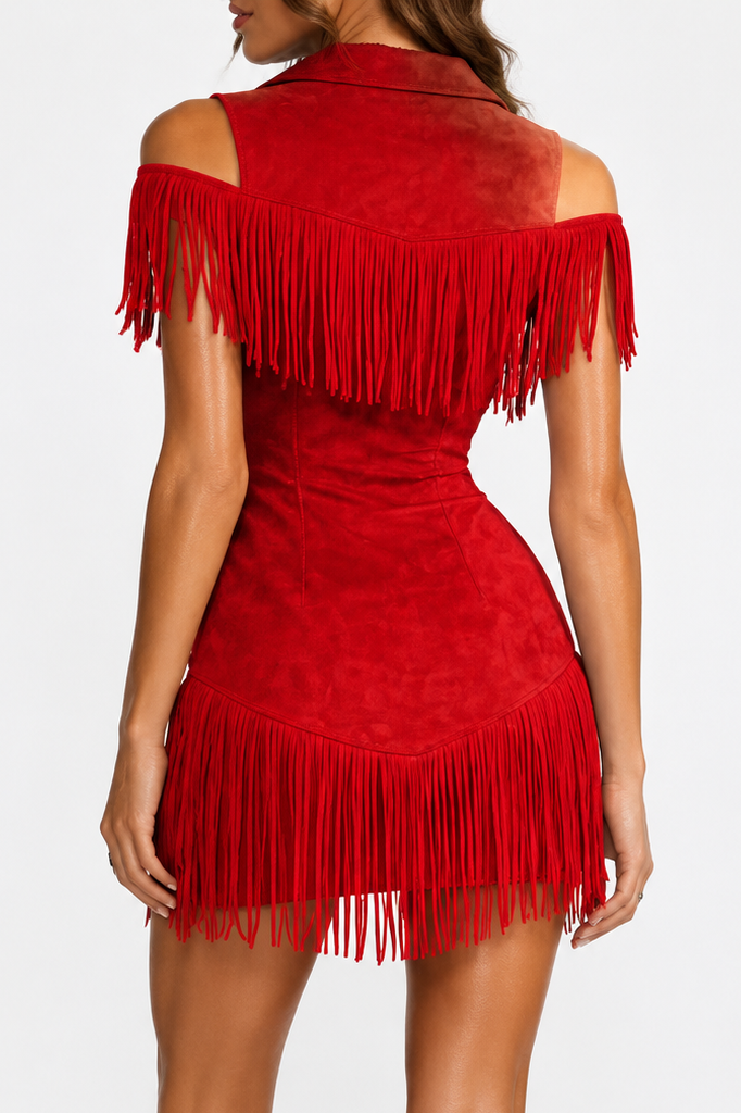 Wild Reverie Off Shoulder Fringe Dress