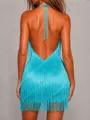 Afterglow Fringe Halter Mini Dress