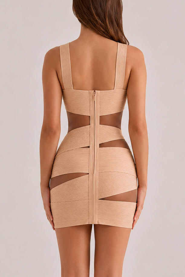 Astra Cutout Wrap Bandage Mini Dress