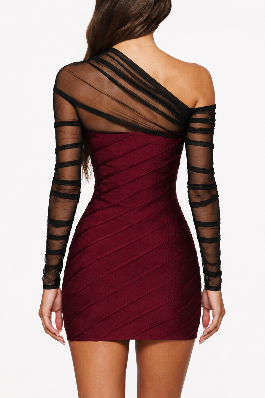Selene Sheer Wrap Bandage Mini Dress