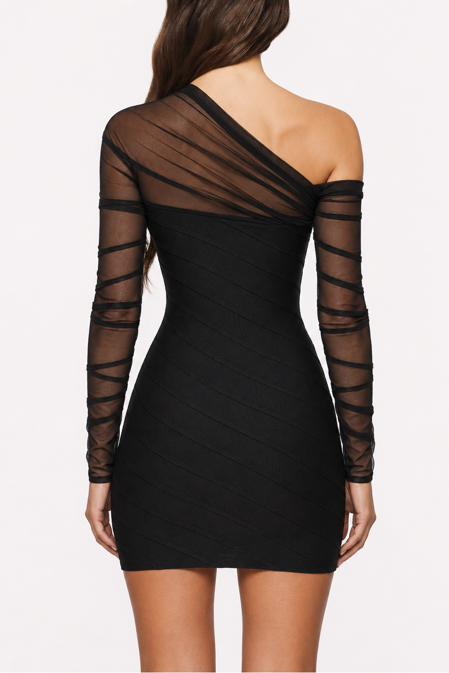 Selene Sheer Wrap Bandage Mini Dress