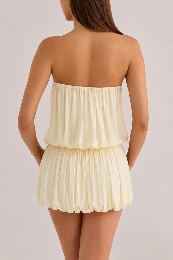 Strapless Gathered Bubble Mini Dress