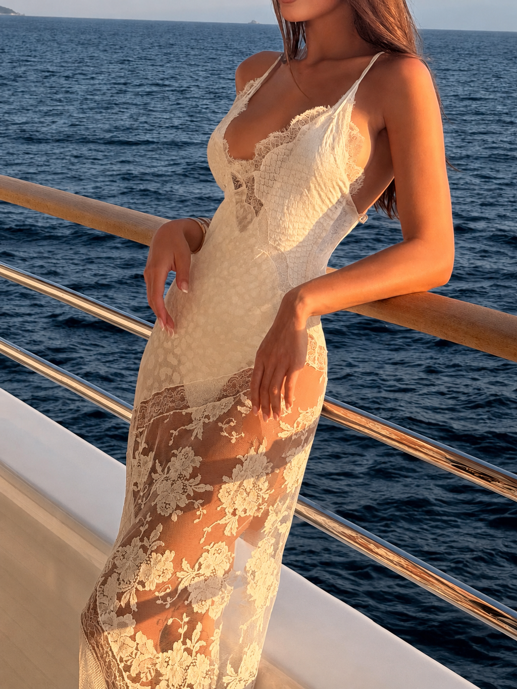Alluring Lace Fringe Maxi Dress