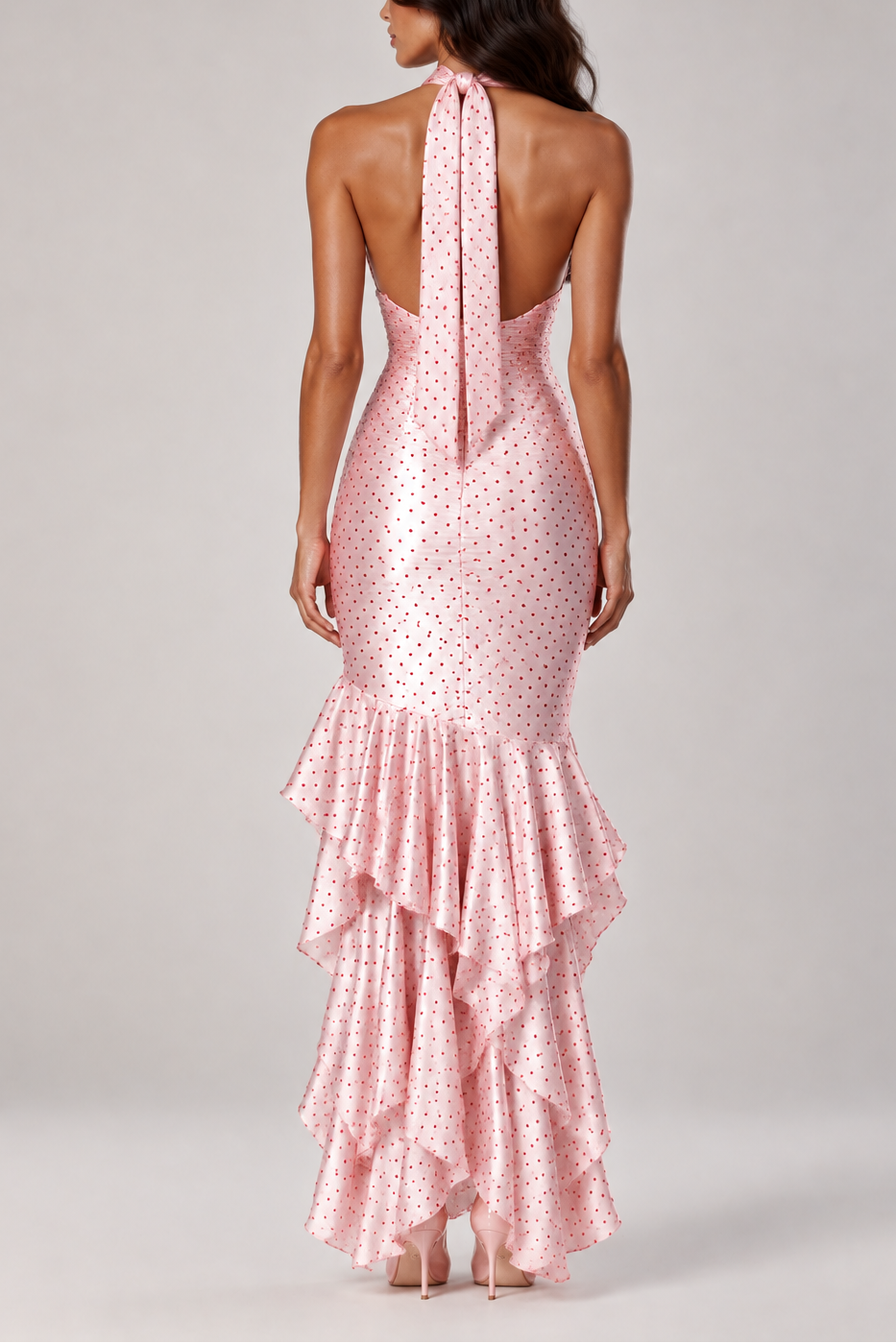 Rosalie Polka Dot Halter Maxi Dress
