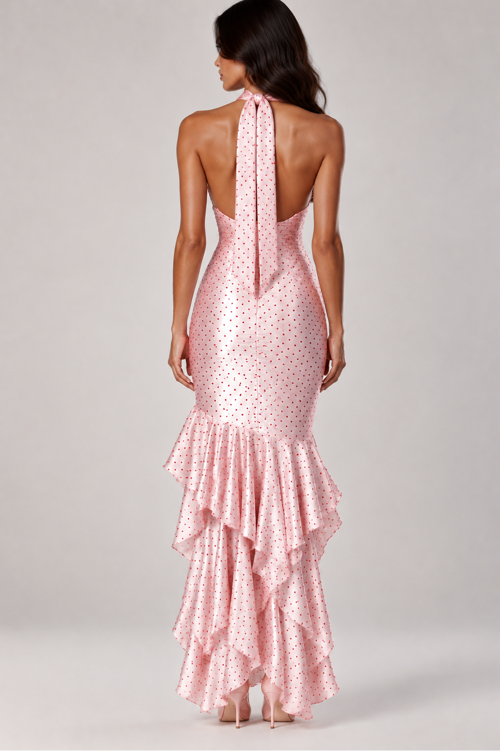 Rosalie Polka Dot Halter Maxi Dress