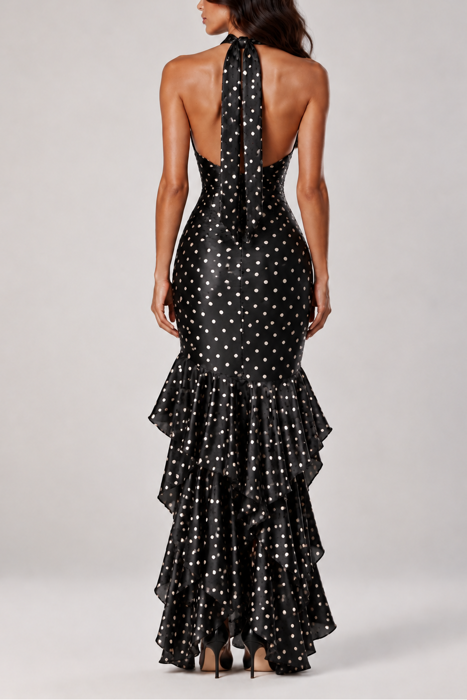 Rosalie Polka Dot Halter Maxi Dress