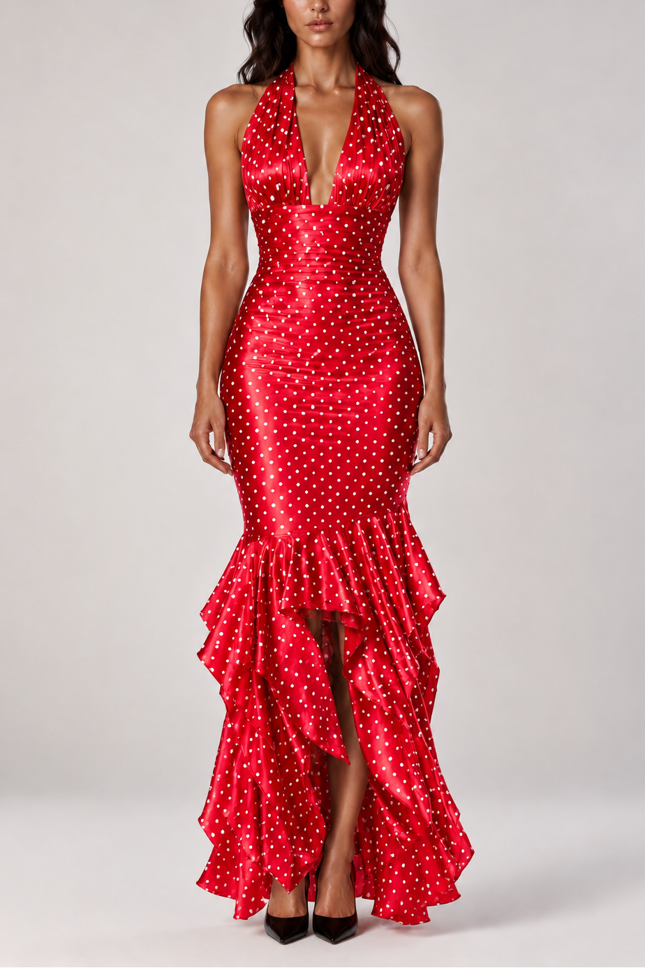 Rosalie Polka Dot Halter Maxi Dress