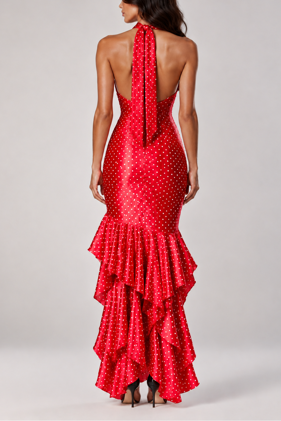 Rosalie Polka Dot Halter Maxi Dress