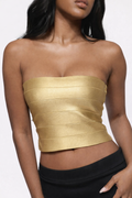 Cecilea Metallic Knit Bandage Tube Top
