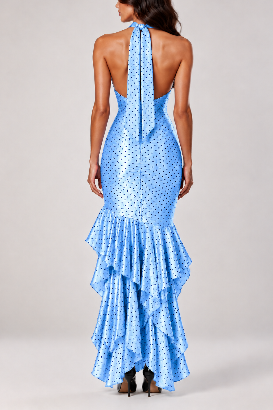 Rosalie Polka Dot Halter Maxi Dress