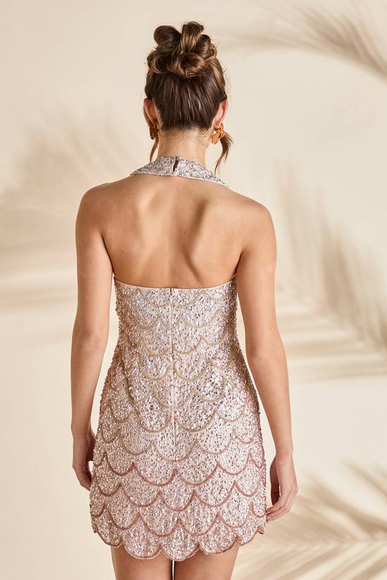 Coast Ombre Embellished Halterneck Mini Dress