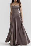 Anabella Lace-Up Satin Gown