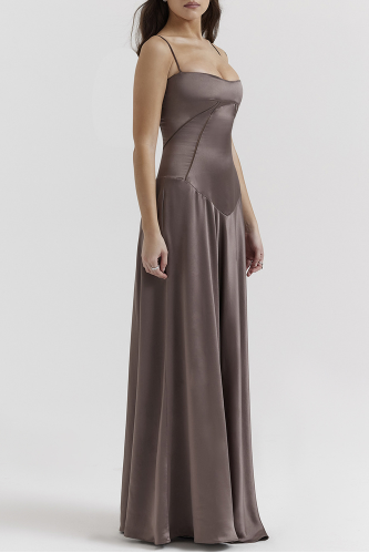 Anabella Lace-Up Satin Gown