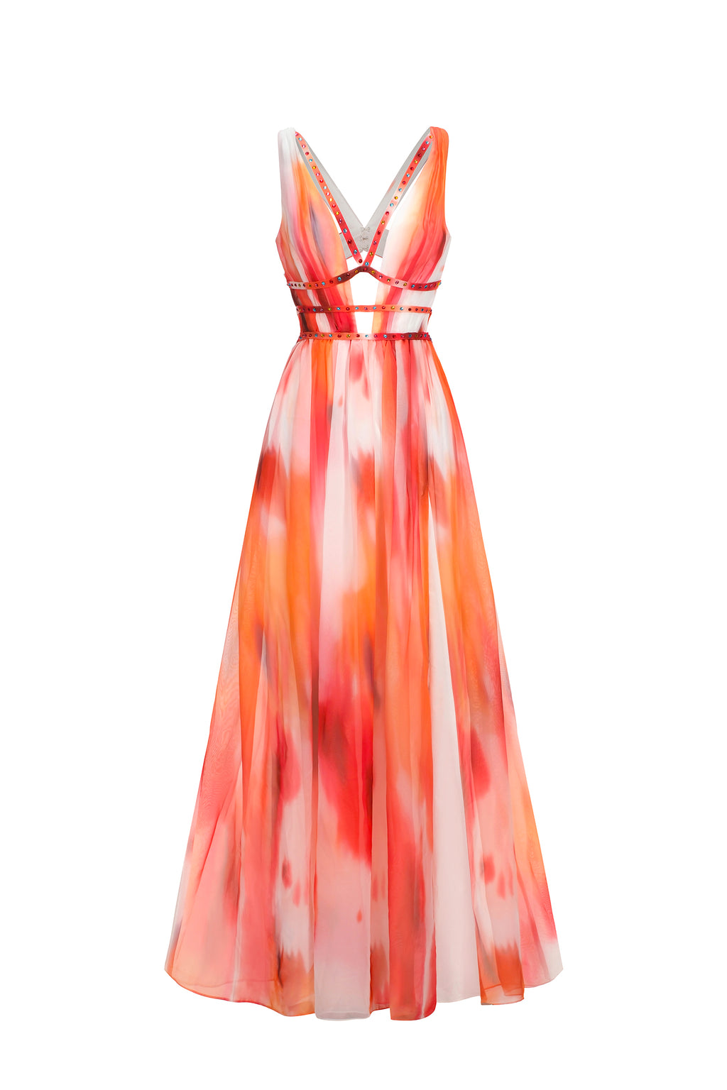 Ierra Sleeveless V-Neck Diamond Maxi Dress