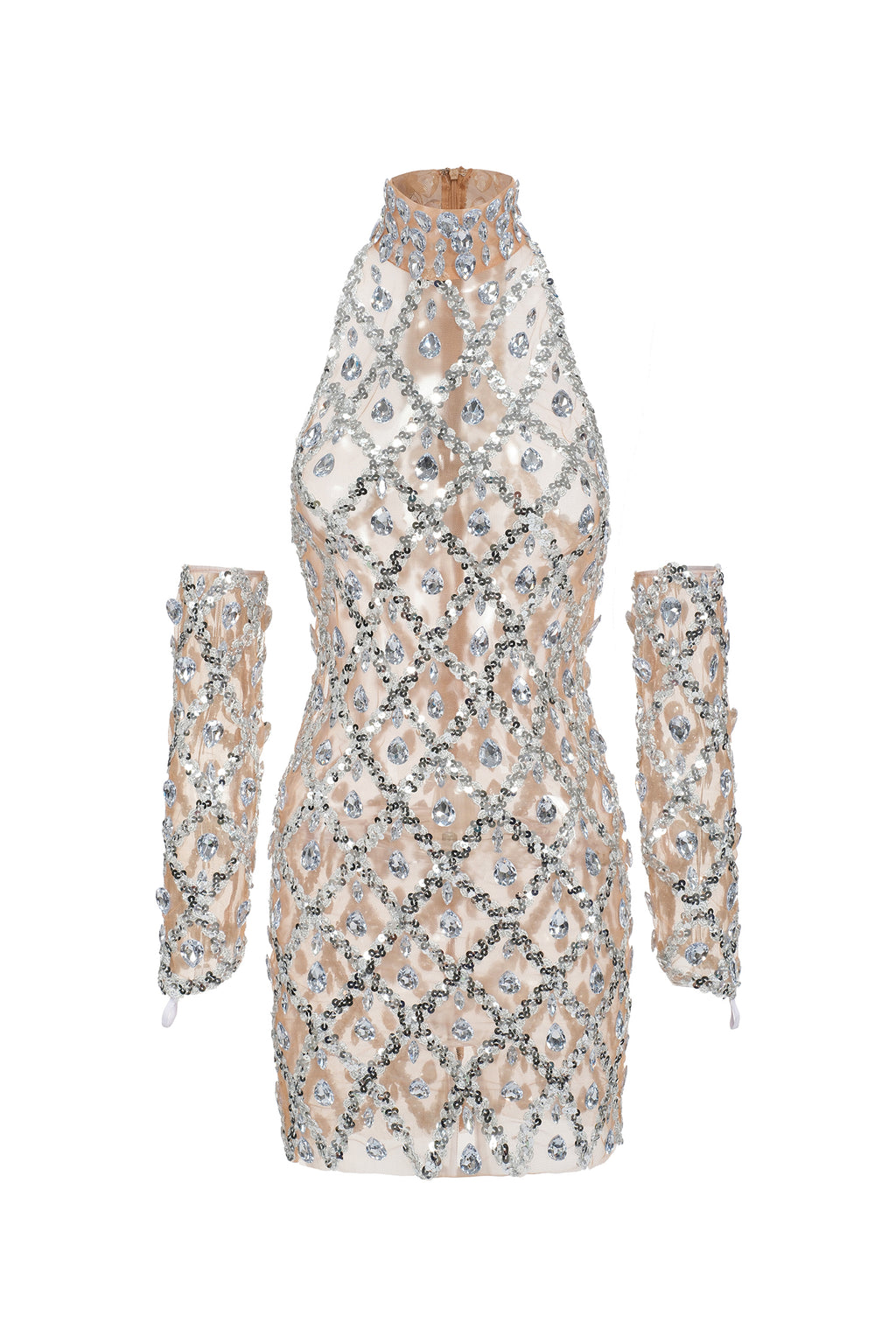 Fala Diamante Mesh Mini Dress