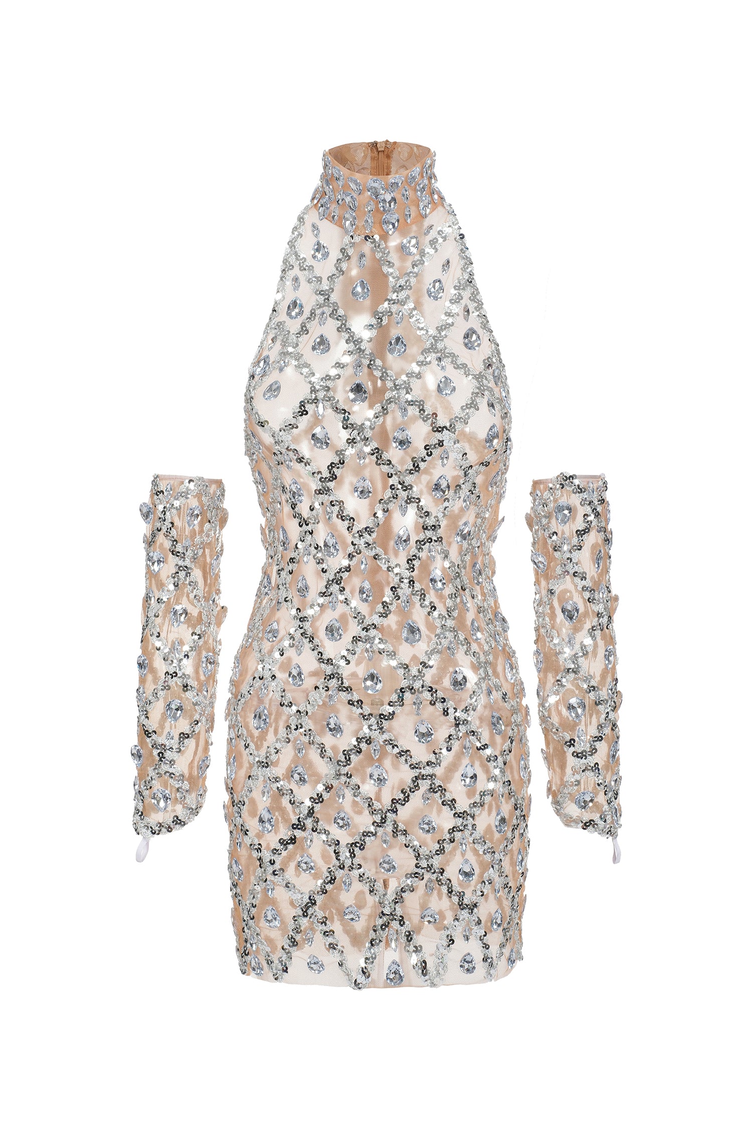Fala Diamante Mesh Mini Dress