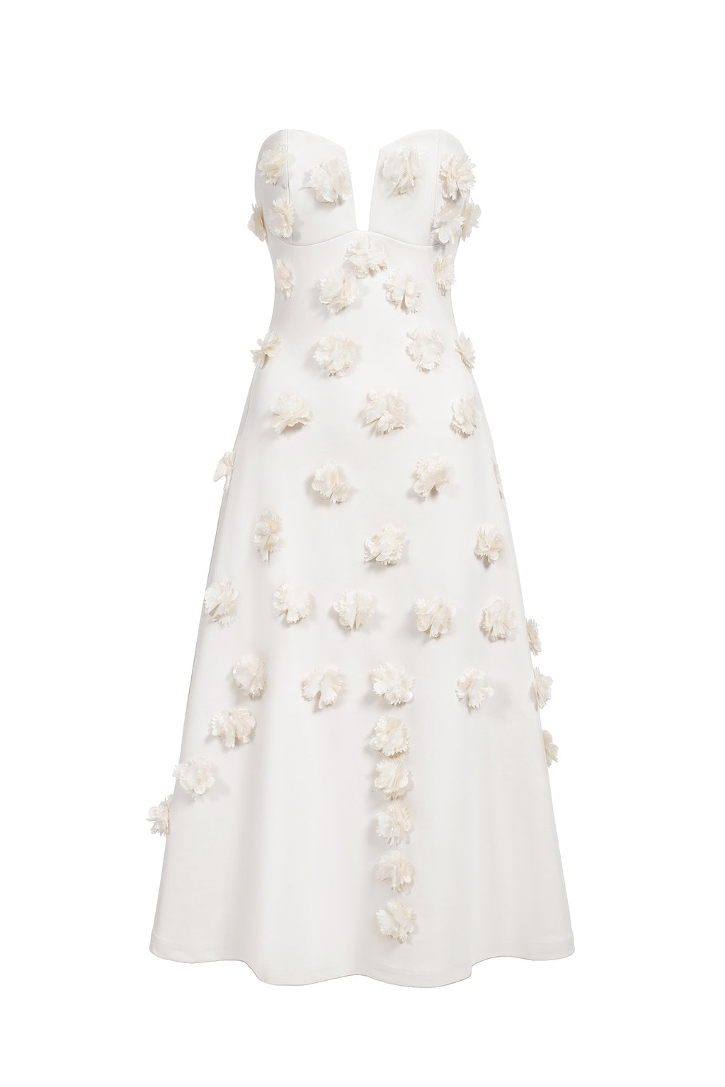 Eve Flowers Tube Midi Dress - White
