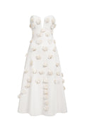 Eve Flowers Tube Midi Dress - White