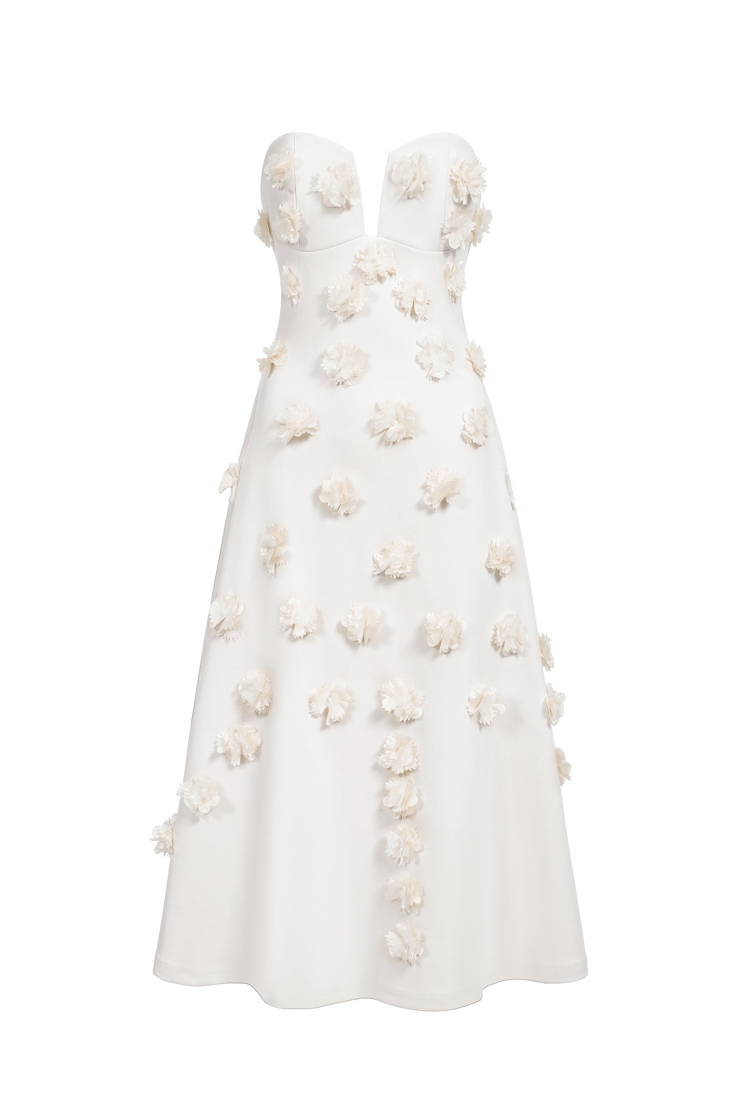 Eve Flowers Tube Midi Dress - White