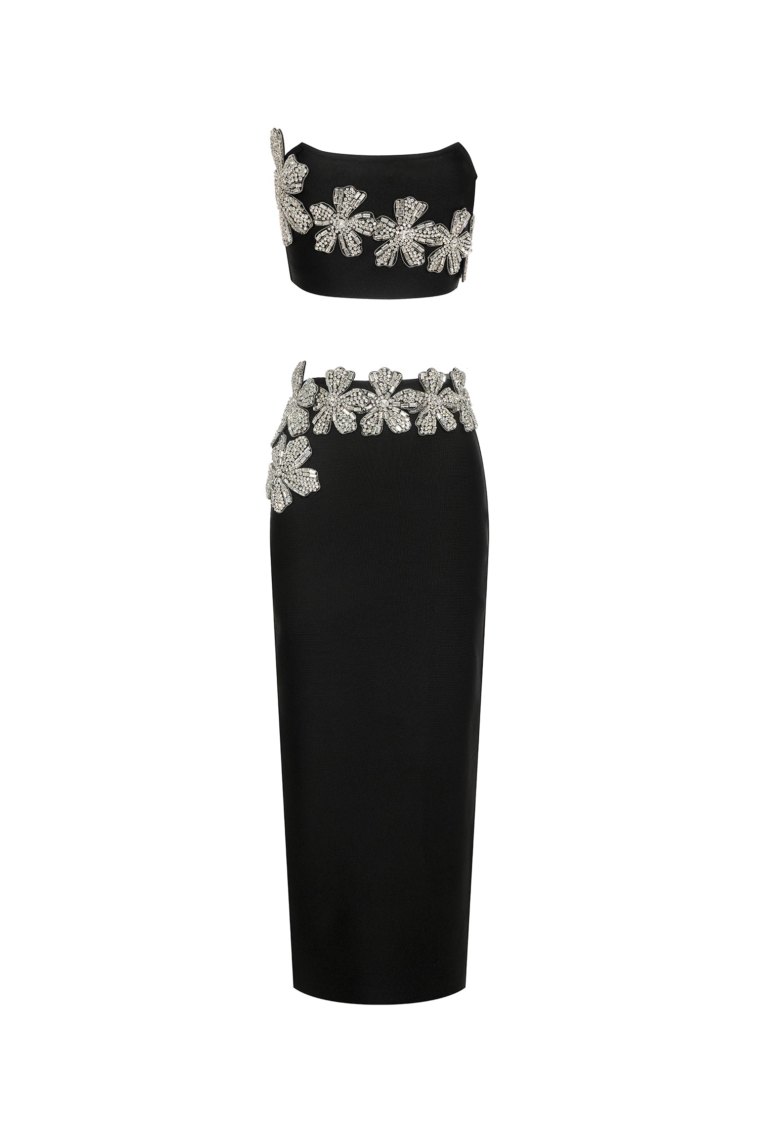 Eleganza Flowers With Diamonds Bandage Two-Piece Set