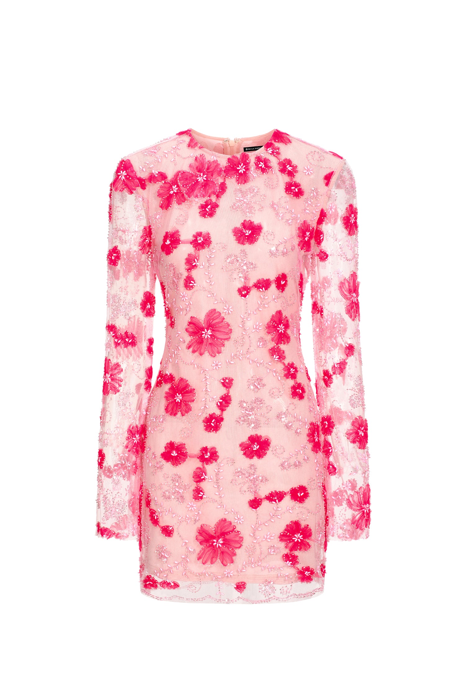 Locava Long Sleeves Netting Mini Dress