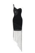 Garina One Shoulder Sleeveless Strapless Diamond Bandage Midi Dress