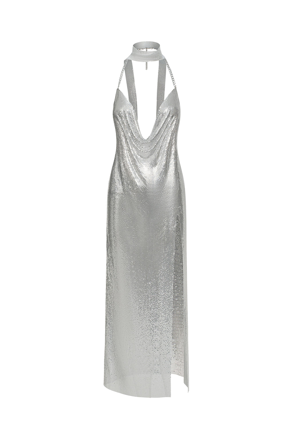 Ysabel Halter V-Neck Slit Maxi Dress