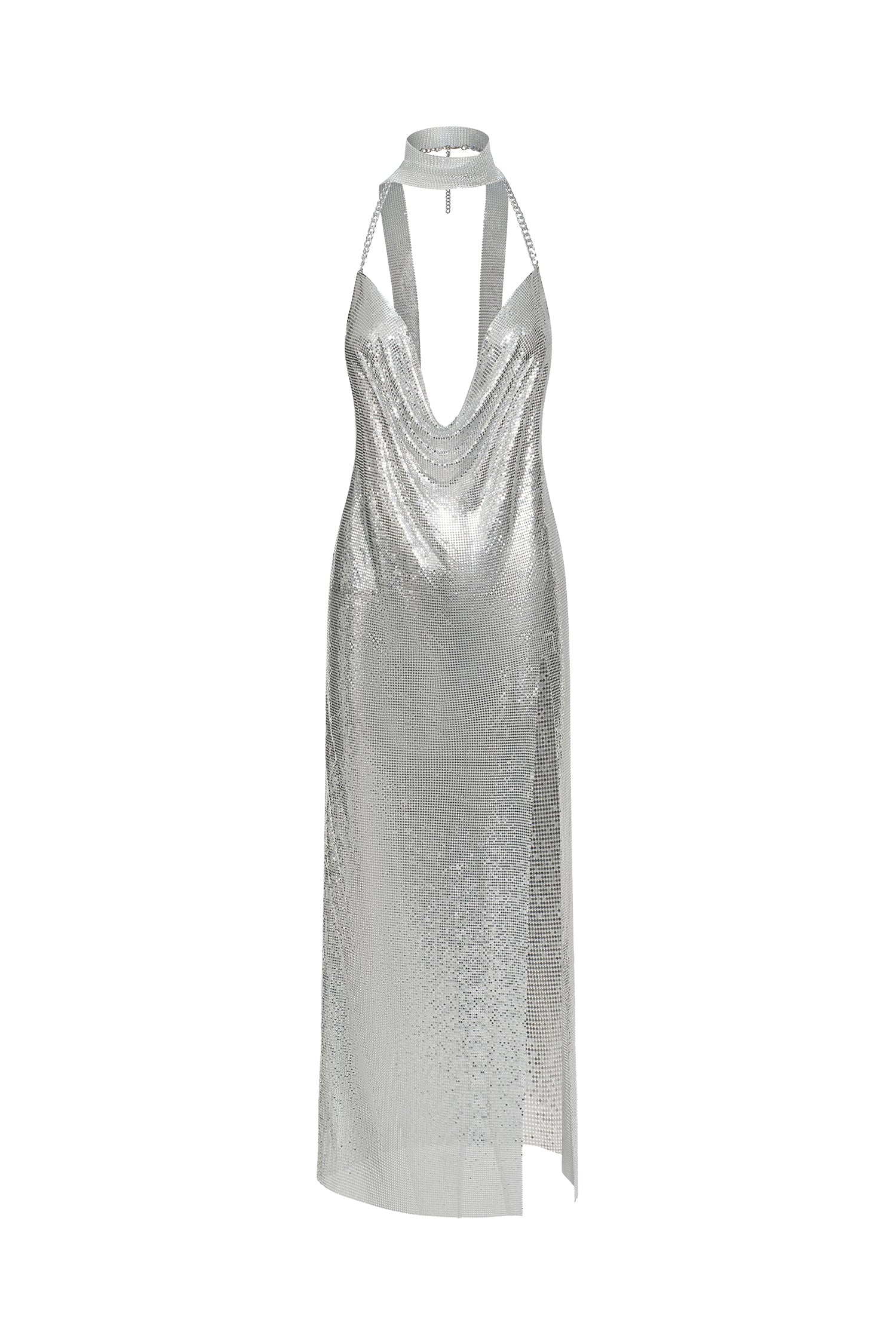 Ysabel Halter V-Neck Slit Maxi Dress
