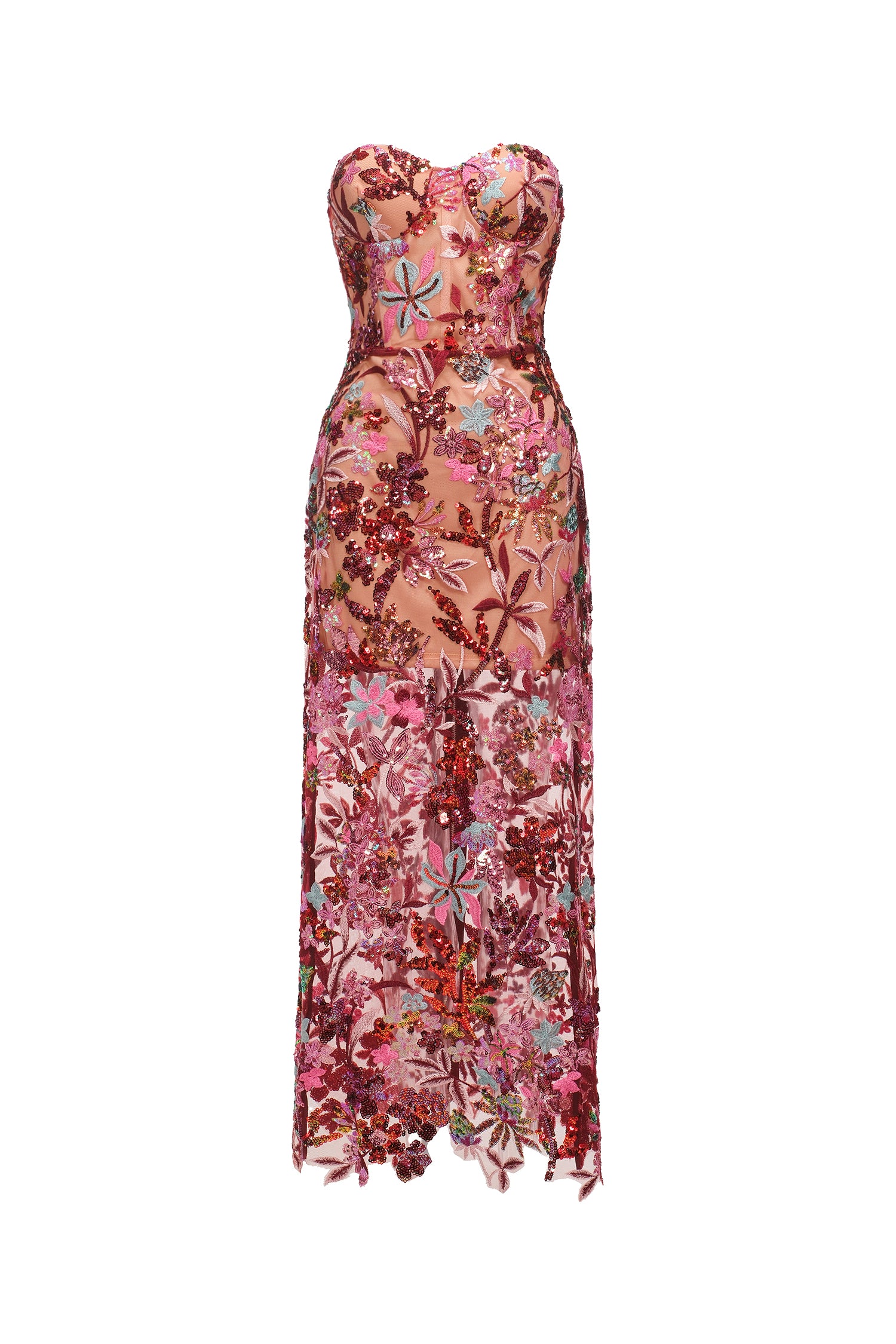 Lilya Off-the-Shoulder Embroidery Sequin Maxi Dress