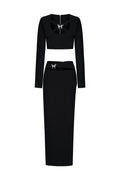 Susan Long Sleeves Hollow Out Butterfly Bandage Maxi Two-Piece Set