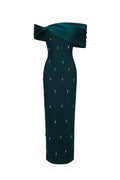Palez Sleeveless One Shoulder Diamond Bow Bandage Maxi Dress