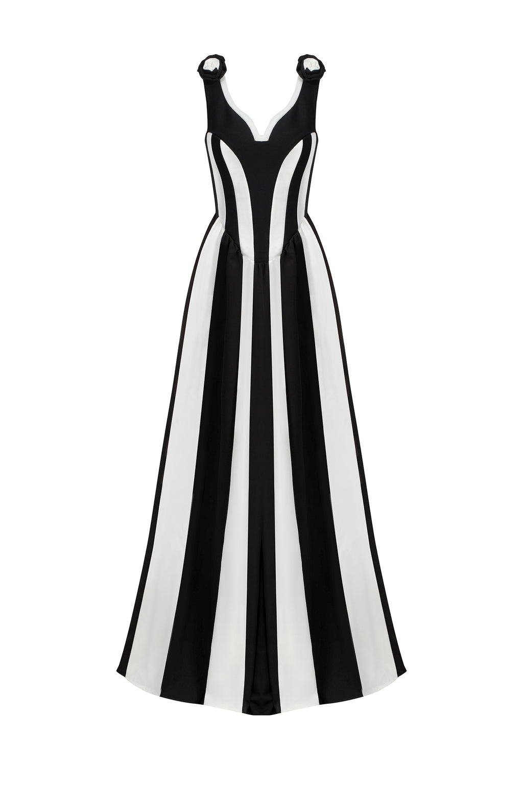 Omega Sleeveless V-Neck Flowers Bandage Maxi Dress