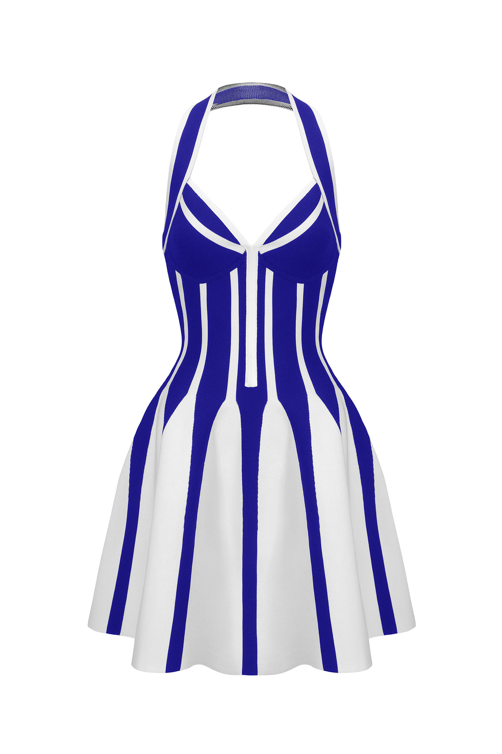 Eudora Halter Sleeveless Streak Bandage Blue Mini Dress