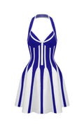 Eudora Halter Sleeveless Streak Bandage Blue Mini Dress