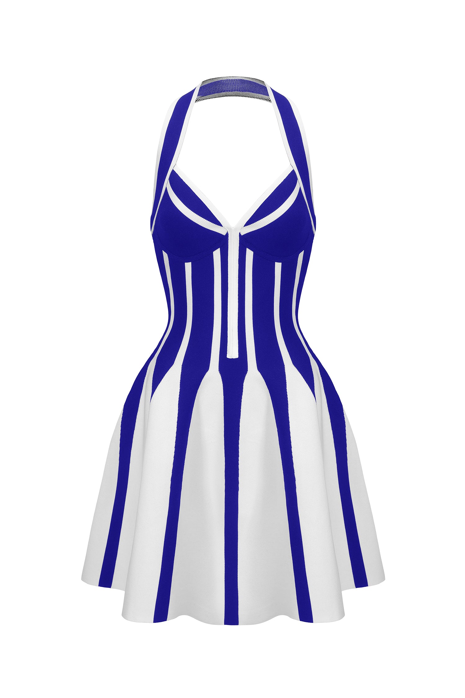 Eudora Halter Sleeveless Streak Bandage Blue Mini Dress