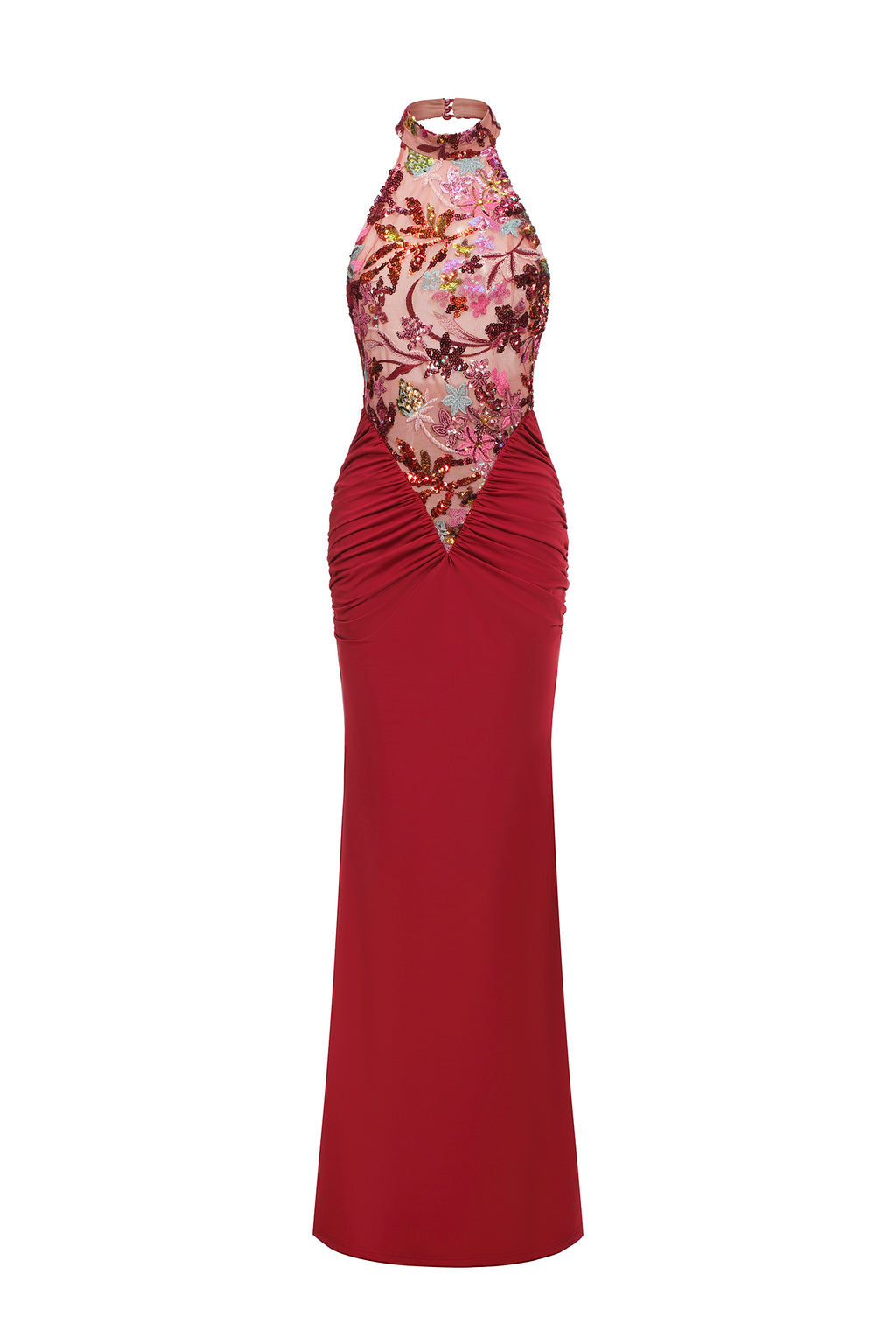 Elisabeth Flowers Sequins Slim Maxi Dress
