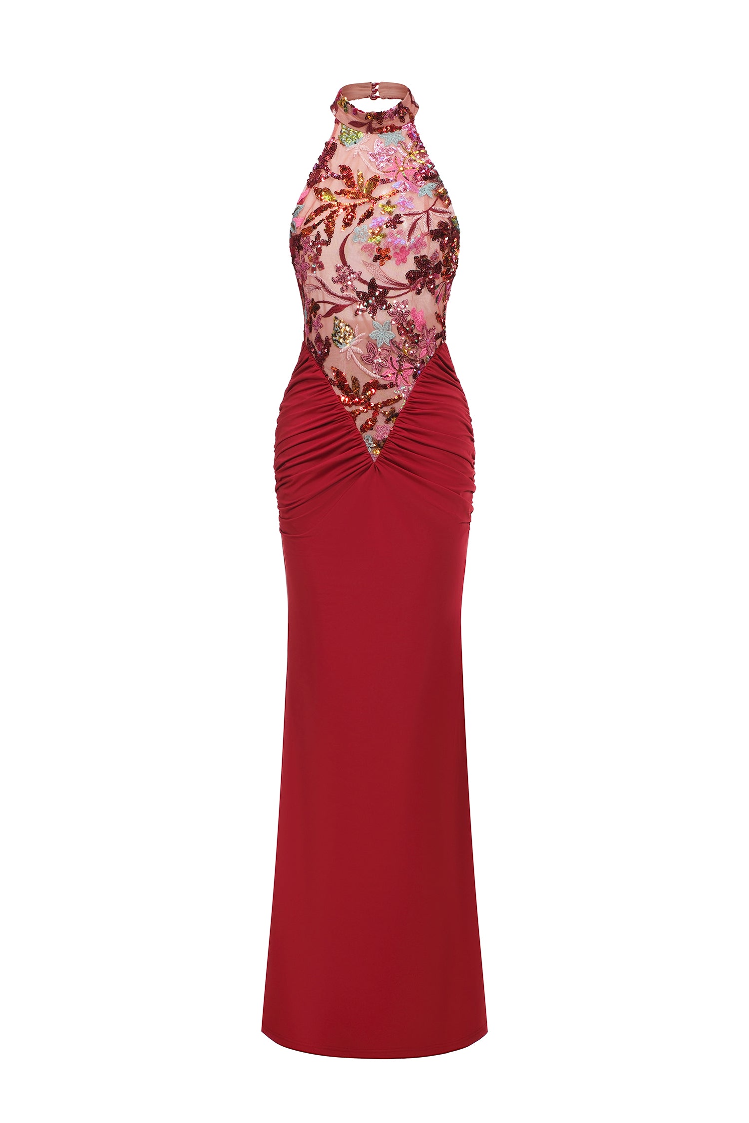 Elisabeth Flowers Sequins Slim Maxi Dress